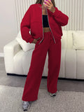 Dili Sports Wind Long-Sleeved Jacket Solid Color Long Pants Set Women's 2025 Autumn And Winter