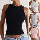 Dili 2025 Spring And Summer Leisure Y2K Solid Color Sexy Thread Outside Wearing Bottom Collar Collar Vest Women's Clothing
