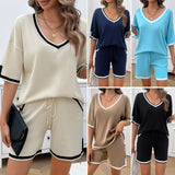 Dili 2025 Spring/Summer Women's Casual V-Neck Sweater Set