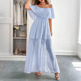 Dili Temperament Elegant Braid Waist Short-Sleeved Women's Dress Dress Women's Dress 2025 Summer