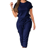 Dili Women's Clothing 2025 Spring And Summer Leisure Work Clothes Short-Sleeved Feet With Joint Pants