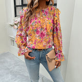 Dili Printed Shirt Women 2025 Autumn And Winter Femininity Commuting Long-Sleeved Shirt
