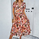 Dili Women's Dress 2025 Spring And Summer Leisure Holiday Print High-Waisted Dress