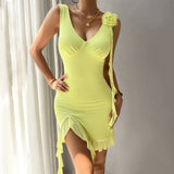 Dili Women's Clothing 2025 Spring And Summer Y2K Solid Color Temperament Repair Mesh Sling Dress