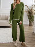Dili Women's Clothing Set 2025 Temperament Casual Pure Color Knitted Long Sleeve Sweater Pants Set