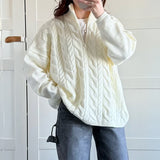 Dili Leisure Vacation Wool Woven Solid Color Long-Sleeved Sweater Women's Clothing 2025 Autumn And Winter