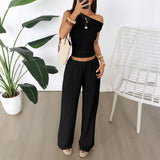 Dili Casual Holiday Vest Broad Leg Trousers Two Sets Of Women's Clothing 2025 Spring And Summer
