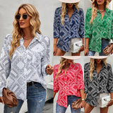 Long-Sleeved Shirt 2025 Spring And Autumn Four Seasons Shirt Temperament Commuter Women's Hibiscus Fabric Printing