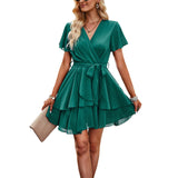 Dili Women's Dress 2026 Spring And Summer Tied With Solid Color A Skirt Skirt