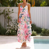 Dili Vacation Leisure Smashing Flower Small Hanging Dress Women's Dress 2025 Spring And Summer