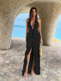 Dili Elegant Wind Deep V Hanging Neck Long Skirt Dress Dress Women's 2026 Summer