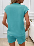 Dili Vacation Leisure Wind Round-Neck Tight Pants Short Sleeve Set Women's Clothing 2025 Spring And Summer