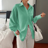 Dili Leisure Vacation Style Simple Striped Long-Sleeved Women's Shirt Women's Dresses Summer 2025