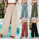 Dili Women's Clothing 2025 Spring And Summer Temperament Casual Solid Color To Take Loose Broad Legs Trousers