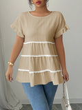 Dili Elegant Temperament Round Collar Short-Sleeved Top Shirt Women's Clothing 2025 Autumn And Winter